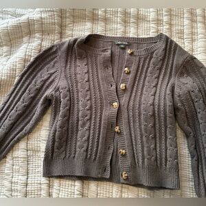 Cable Knit Cardigan - dark grey